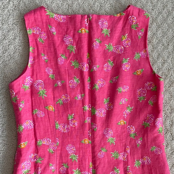 Talbots Petites Vintage Linen/Cotton Blend Shift Dress Pink Pineapple 6P Summer - Picture 9 of 13